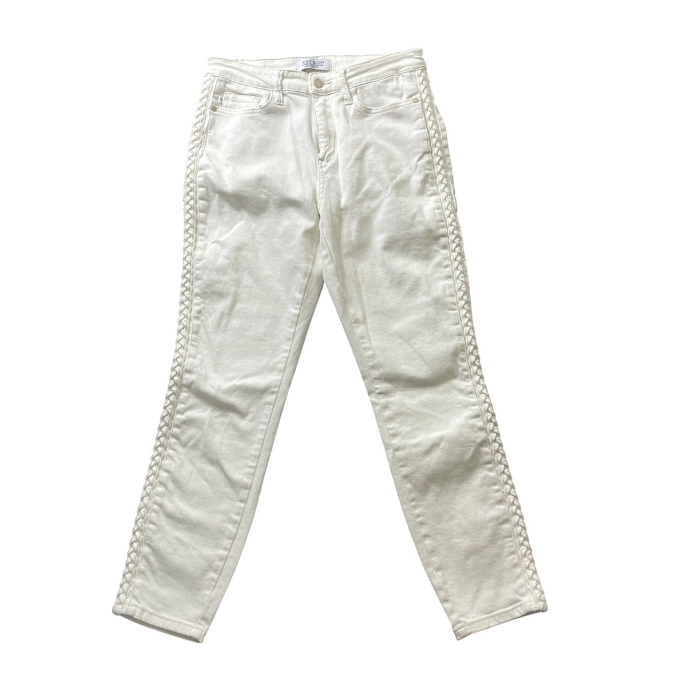 Judy Blue 11/30 White Jeans Braided Side Relaxed Fit Cotton‎ Blend - Picture 7 of 9
